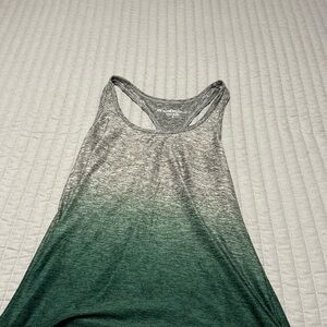 Beyond Yoga Heather Gray and Forest Green Tank Top